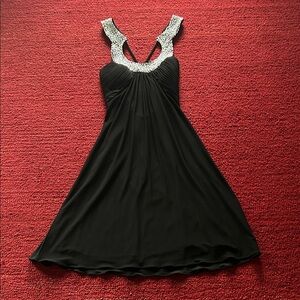 JS Boutique Black Backless Dress with Silver Detailing